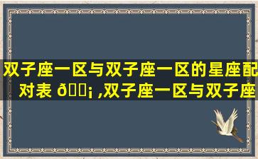 双子座一区与双子座一区的星座配对表 🐡 ,双子座一区与双子座一区的星座配对表图